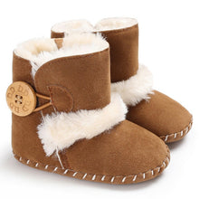 Load image into Gallery viewer, 0-18M Newborn Infant Baby Girls Snow Boots Winter Warm Baby Shoes Solid Button Plush Ankle Boots
