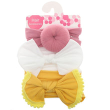 Load image into Gallery viewer, New 3pcs/lot Fashion Baby Nylon Bow Headband Newborn Bowknot Round Ball Headwrap Flower Turban Girls Kids Hair Bands Gift Sets
