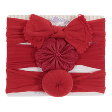 Load image into Gallery viewer, New 3pcs/lot Fashion Baby Nylon Bow Headband Newborn Bowknot Round Ball Headwrap Flower Turban Girls Kids Hair Bands Gift Sets
