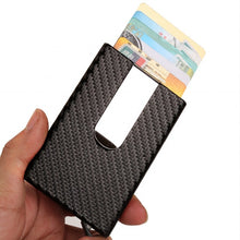 Load image into Gallery viewer, Business Aluminum Wallet Automatic Slide Card Case Carbon Fiber PU Leather Metal ID Credit Card Holder Clip
