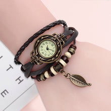 Load image into Gallery viewer, Multicolor High Quality Women Genuine Leather Vintage Quartz Dress Watch Bracelet Wristwatches leaf gift Christmas free shipping
