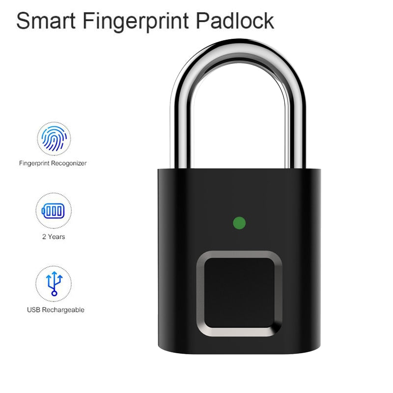 Smart Biometric Thumbprint Door Padlocks Rechargeable