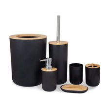 Load image into Gallery viewer, 6Pcs Bamboo Wood Bathroom Set
