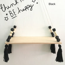 Load image into Gallery viewer, Nordic style colorful beads tassel wooden Wall Shelf Wall clapboard decoration Children room kids clothing store display stand
