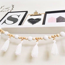 Load image into Gallery viewer, Nordic style colorful beads tassel wooden Wall Shelf Wall clapboard decoration Children room kids clothing store display stand
